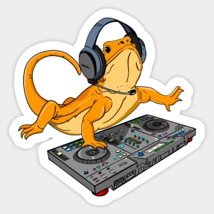 Bearded Dragon DJ Sound Tech Party Sticker